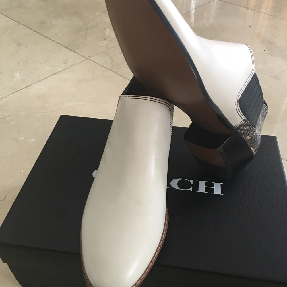 Coach White and Black Ankle Booties - Picture 3 of 5